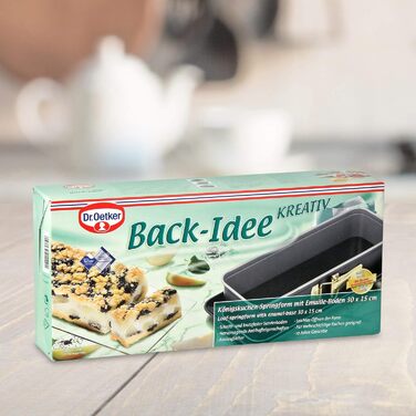 Dr. Oetker Rectangular Springform with Serving Base 30 x 12 cm Baking Idea – Square Baking Pan with cut- & scratch-resistant flat bottom & Enamel Coating – Cake Baking Pan with Non-Stick Coating