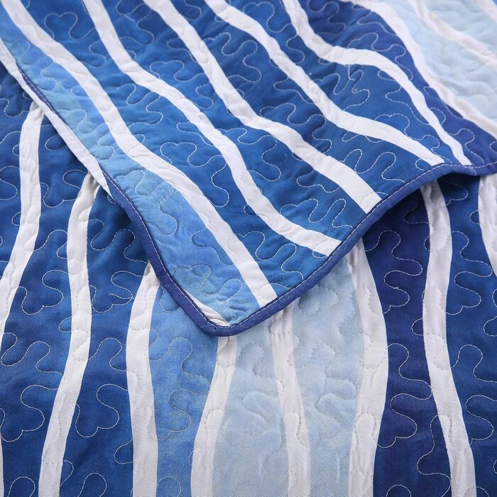 Комплект постільної білизни SLPR 2-частинний – двоспальне ліжко з 1 наволочкою, осінній дизайн пэтчворк, легка стьобана ковдра, осінній стиль кантрі (Blue Wave, Twin)