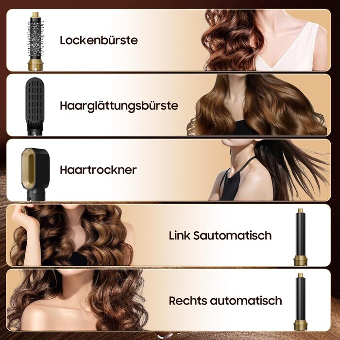 Набір для укладки волосся Airstyler 5 в 1: фен-щітка, термощітка, плойка, для створення об'єму, локонів, випрямлення, чорний