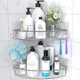 Orimade Corner Shower Shelf, No Drilling Required, Adhesive Shower Shelf - Stainless Steel - SUS304 Shower Shelf - 2 Pieces