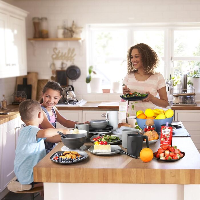 Набір посуду з PP | Легкий та незламний сервіз з 16 предметів для дітей та дорослих, тарілки, миски, чашки