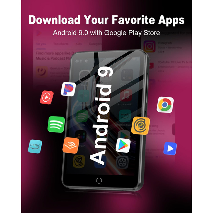 MP3 плеєр 80GB з Bluetooth та WiFi, 4.0