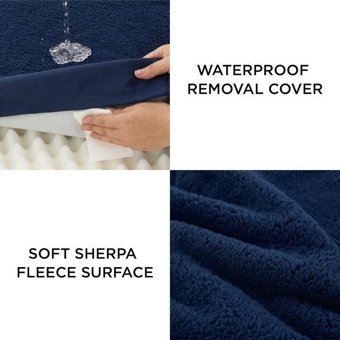 Ортопедичне ліжко для собак BEDSURE - ліжко-кімнат для маленьких собак, 76x51x8 см, Navy Blue (темно-синій)