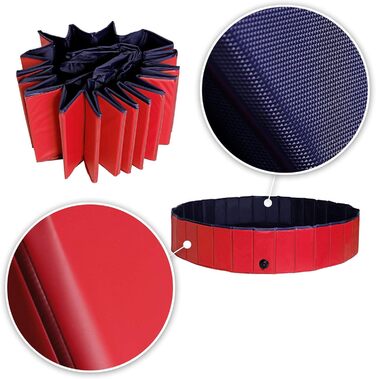 Дитячий надувний басейн для собак Lionto, Ø 80 см, 20 см заввишки, антиковзне покриття, зливний отвір, синьо-червоний, S (80 см Ø)