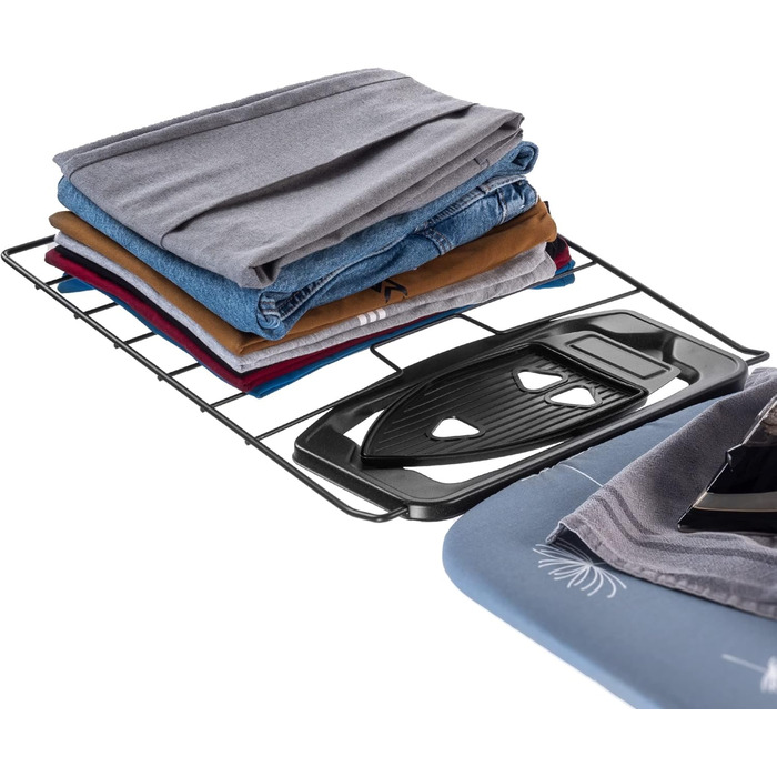 Прасувальна дошка KADAX з висувною полицею, 120x42 см, регульована висота, антиковзні ніжки (Зелений/Темно-синій)