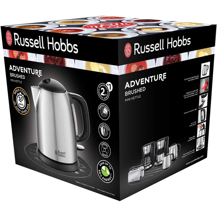 Електричний чайник Russell Hobbs Colours+ 1.0л, нержавіюча сталь, 2400W, з фільтром від накипу