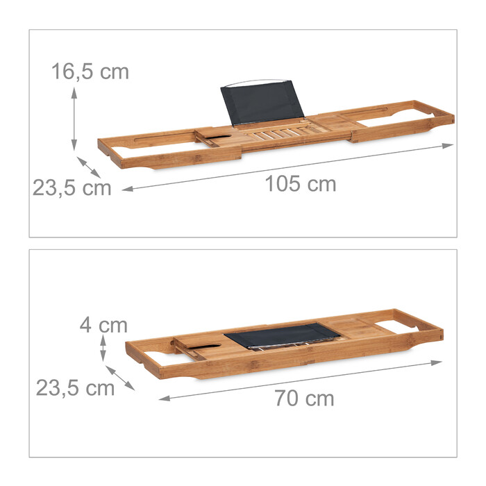 Relaxdays Bathtub Shelf with Black Organizer