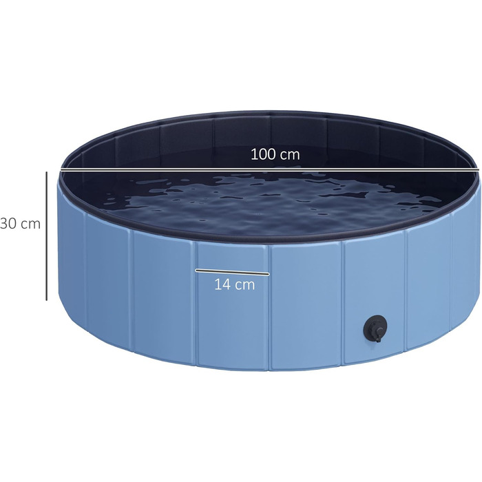 PawHut Dog Bathtub Dog Pool Bathtub Swimming Pool Water Pool for Dogs 120 x 30 cm (Sky Blue + Dark Blue, 100L x 100W x 30H cm)