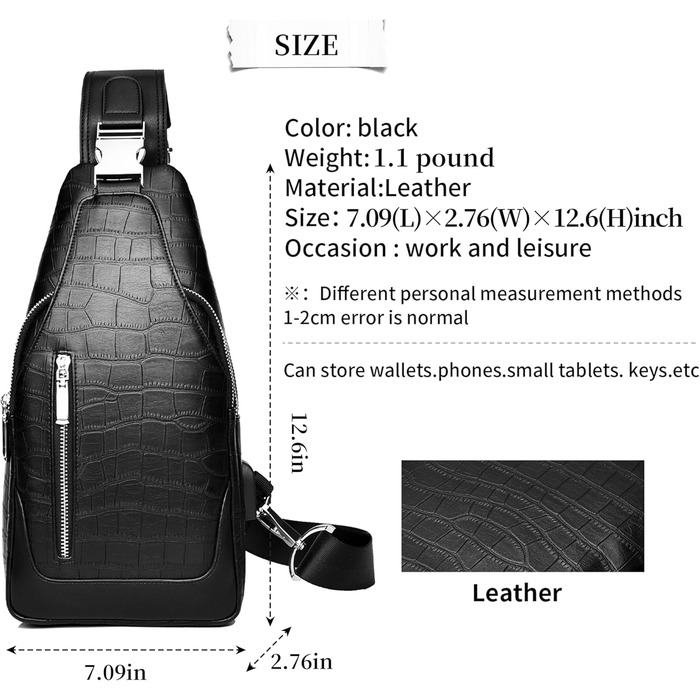 Чоловічий рюкзак-слінг FSD.WG, водонепроникний, з кишенею на грудях, чорний 0038 L