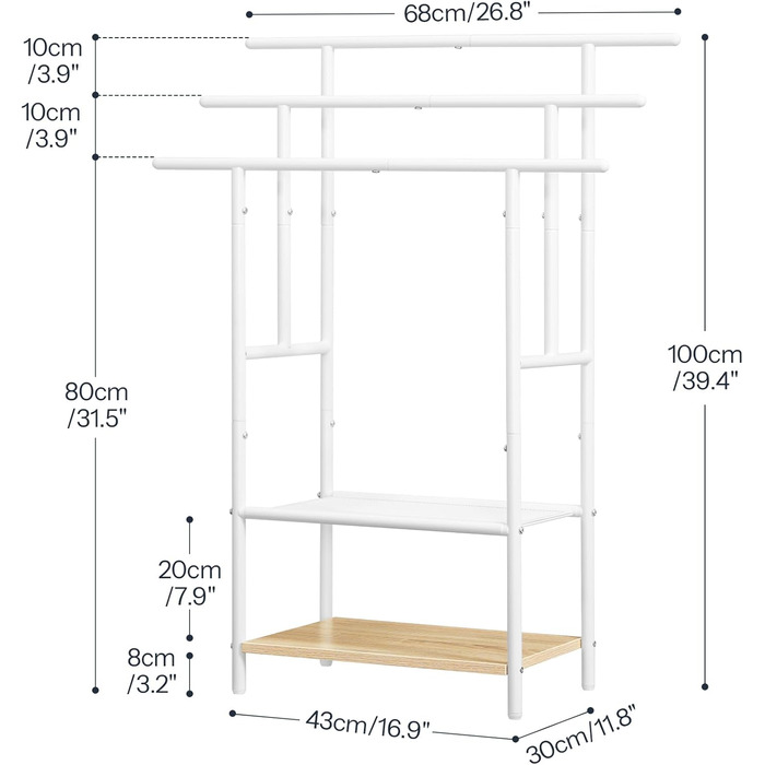HOOBRO Настінна/Підлогова Сушарка для Рушників з 3 Перекладинами та 2 Полицями, Колір: Темно-Коричневий/Чорний, EBF05LB01