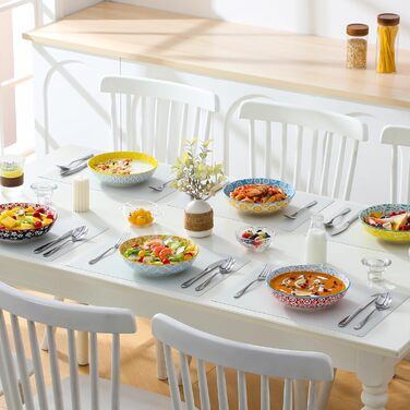 Набір супових тарілок Vancasso Selene, 6 шт, 1200 мл, з пастельного порцеляну – для супу, пасти, салатів, мікрохвильова піч