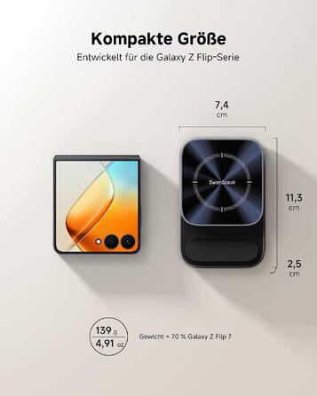 Індукційна зарядна станція SwanScout для Samsung Galaxy Z Flip 6/5/4/3 та Z Fold серії, бездротовий зарядний пристрій