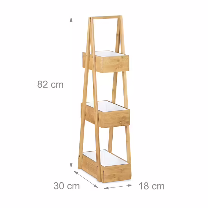 Relaxdays Bamboo Bathroom Shelf with 3 Shelves
