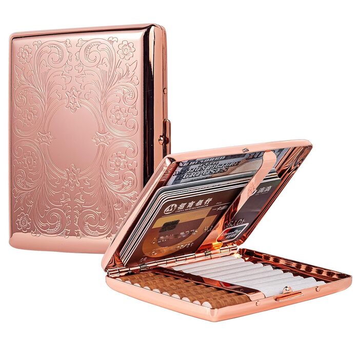 Металеве табакерка в стилі ретро, рожевий, для 20 сигарет 100mm, захисний портмоне