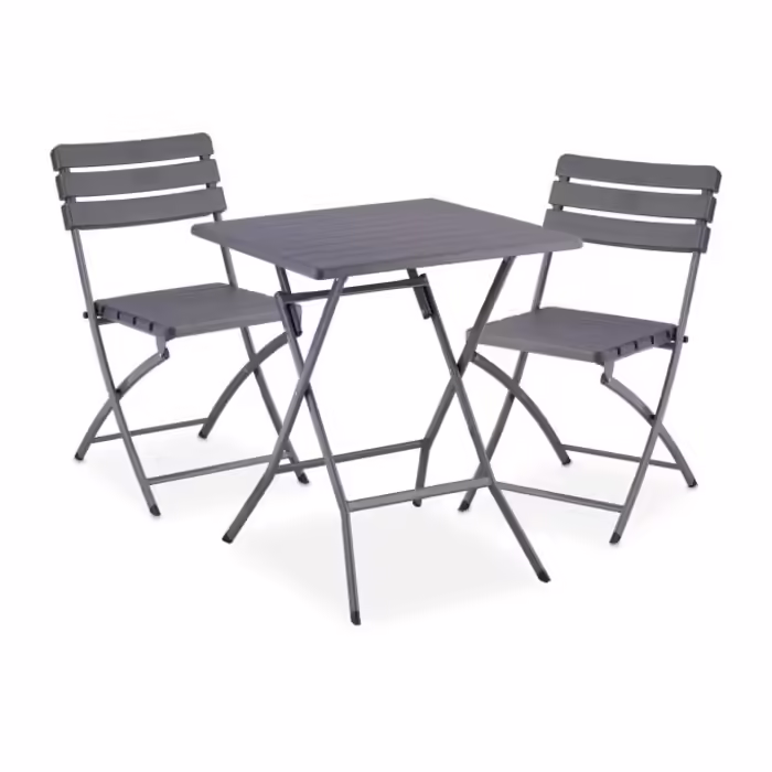 Relaxdays Balcony Furniture Set, 3-Piece, Wood-Look