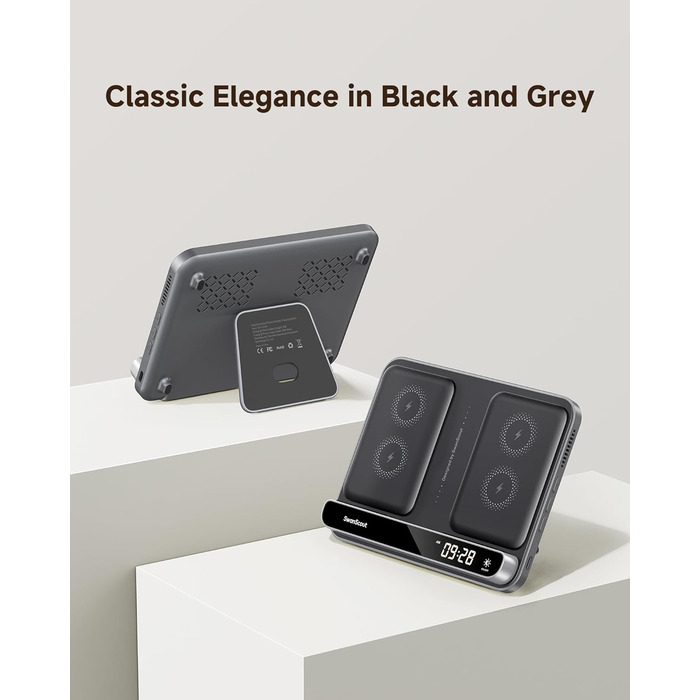 Двопортова індукційна зарядка SwanScout 504 для 2 телефонів та AirPods/Galaxy Buds (30W)