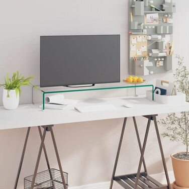 Підставка для монітора та телевізора vidaXL, скляна, прозора, 90x30x13 см