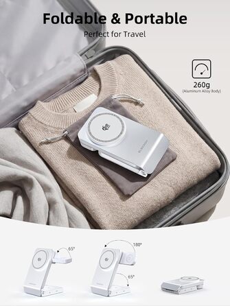 Магнітна бездротова зарядка Samsung з активним охолодженням 3-в-1 для Galaxy S26 Ultra, Watch 8 та Buds 4. Складана Qi зарядка для Android (Біла)