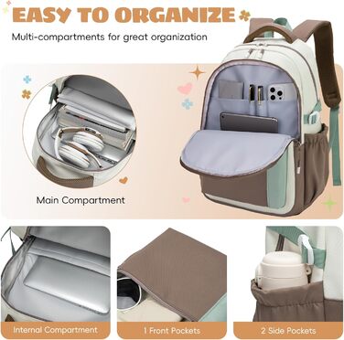 Шкільний рюкзак для дівчинки-підлітка 2025, для старшої школи, водонепроникний, для ноутбука 15.6