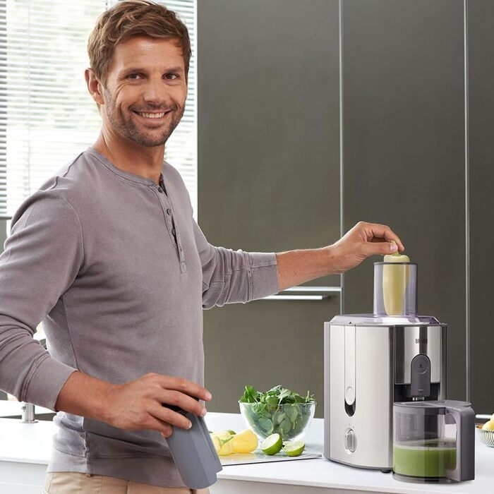 Центрифужна соковижималка Braun MultiQuick 7, 1000 Вт, завантажувальний отвір 75 мм, срібляста