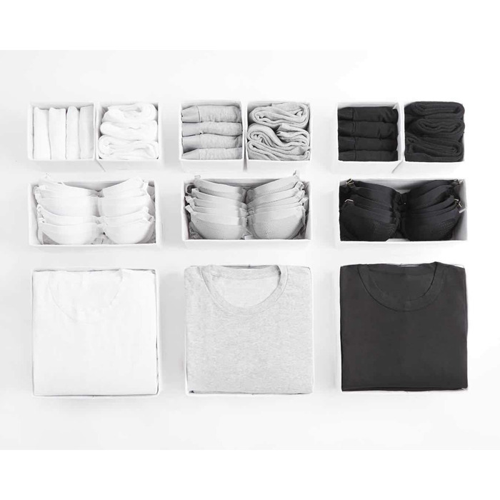 Large Drawer Organization System 12-Piece Set White Boxes Storage Organizer Drawer Cabinet Organizer Storage Box Closet Organizer