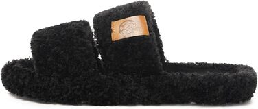 Домашні тапочки Dokela для жінок з меморі-піною, м'які, з штучним хутром, відкриті, легкі, неслизькі, для дому, теплі, зручні, модель slip-on (41/42 EU, чорний)