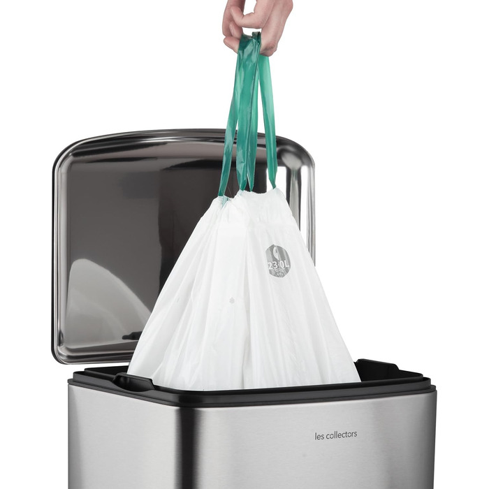 Відро для сміття Les Collecteurs Küchen N°712, 30 л, нержавіюча сталь, знімний внутрішній відро, дизайн, міцне, тихий закриття кришки