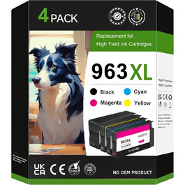 Комплект картриджів 963XL сумісні з HP OfficeJet Pro 9010, 9012, 9013, 9014, 9015, 9016, 9018, 9019, 9020, 9022, 9023, 9025, 9026 (Чорний, Блакитний, Пурпуровий, Жовтий)
