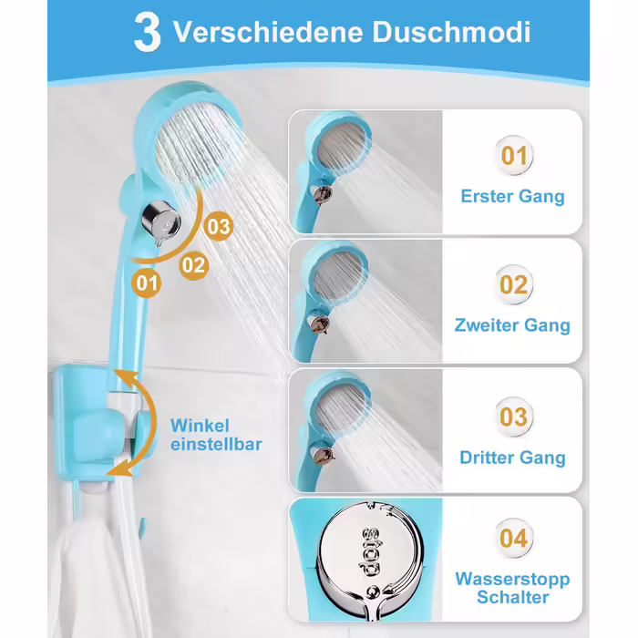 WADEO Portable Camping Shower with Battery and Pump, Camping Shower with Rechargeable 6000/8000mAh Battery, Mobile Showers Outdoor Showers with Shower Head and Hose, for Camping, Travel, Garden, Car Washing (Blue, with Double Digital Display)