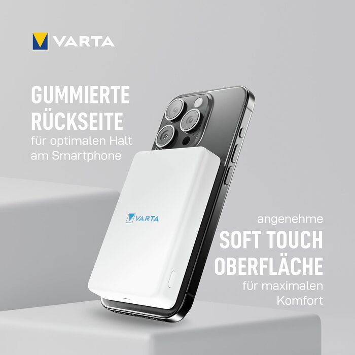 Повербанк VARTA Power Bank Energy 10000 mAh, 20W, USB-C та USB-A, Li-Polymer, з функцією Pass-Through, для 3 пристроїв, LED-індикація, білий