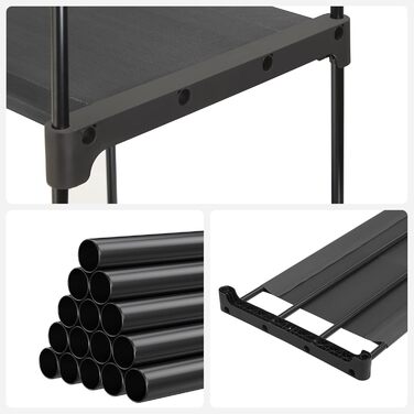 Відкритий шафа SONGMICS для одягу, вішалка для одягу, стійка для одягу, гардероб, 2 полиці для одягу, великий об'єм, для спальні, вітальні, 112 x 43 x 165 см, чорний