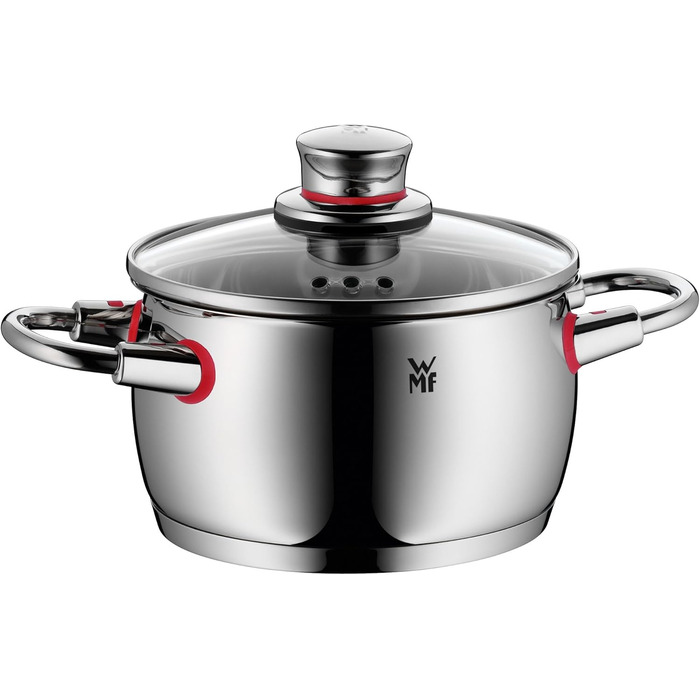 Каструля з ручкою WMF Quality One 16 см без кришки, 1,7 л, каструля для молока, каструля з нержавіючої сталі Cromargan, полірована, без покриття, для індукційних плит