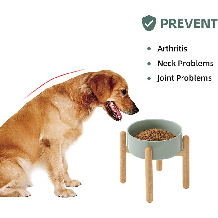 Керамічна миска для собак 21 см на підставці, великі породи, годівниця та поїлка (1 шт., світло-зелена)