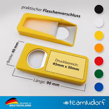 Персоналізований жовтий відкривачка для пляшок #teamludorf, 50 шт, з фотодруком, логотипом або текстом – подарунок для пива, відкривачка для пляшок