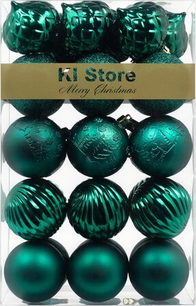 Набір ялинкових прикрас Busybee 30 шт. 6 см, пластикові кулі для ялинки, темний крячок, 60 мм