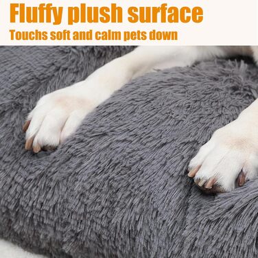 Килимок для собак середніх порід, м'який, з довгим плюшем, 75 x 50 x 8 см, темно-сірий