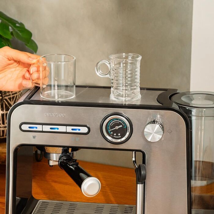 Кавоварка Cecotec Power Espresso 20 Square Pro, 1450 Вт, 20 бар, з ThermoBlock, парогенератором, знімним баком 1 л, підігрівом чашок, для еспресо