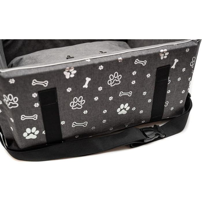 Автокрісло для собак Boutique Zoo | М'яке автокрісло для собак, котів та інших домашніх тварин | На заднє сидіння, пасажирське сидіння | Лежанка для собак, переноска для собак | Поліестер, штучна замша | Колір: Сірий | Розмір: M (47x40 см)