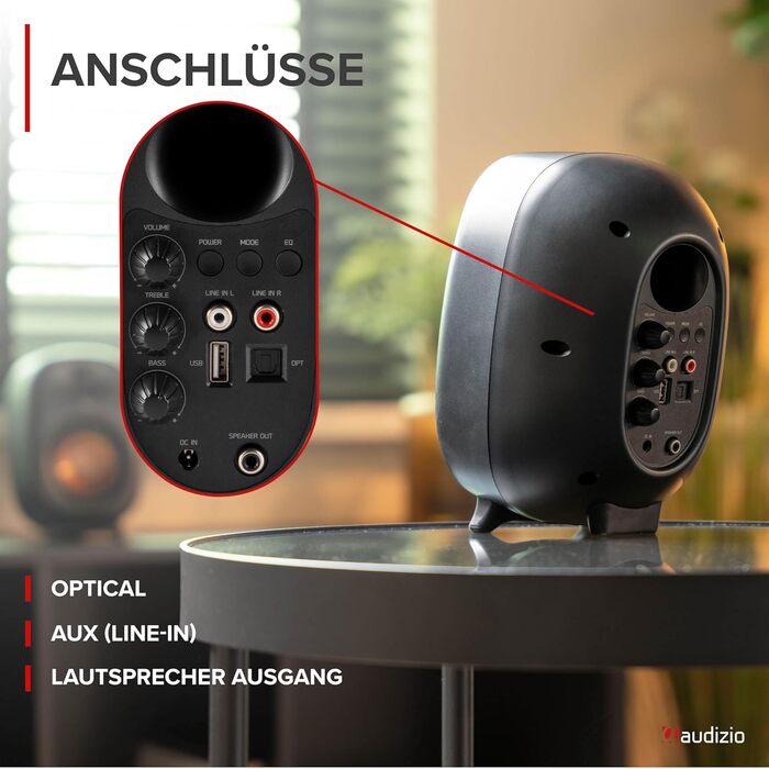 Audizio RS80 HiFi Bluetooth гучномовець, 160 Вт, студійний монітор | Яскравий звук | DSP | 40Hz-20kHz | RCA | USB колонки для ПК, ідеальні для геймерів та меломанів - сірий