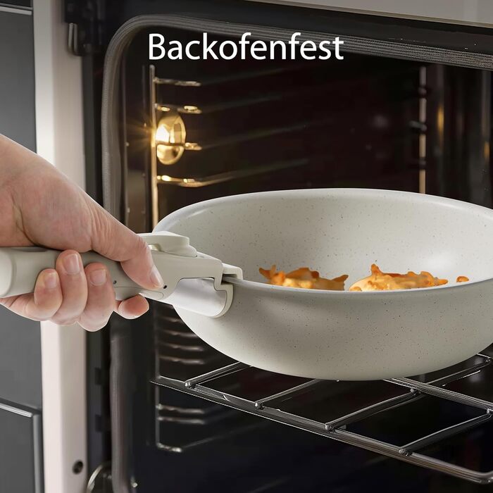 Набір посуду Sweetcrispy 12 предметів з антипригарним покриттям: каструлі, сковороди з знімними ручками (20/26 см, 18/20 см, 26 см) для індукційних плит та духовки, білий