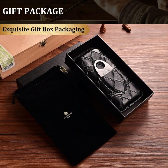 Вишуканий тютюнець CIGARLOONG: шкіряний футляр для сигар з 3 відділеннями та різаком з нержавіючої сталі (колір: коричневий)