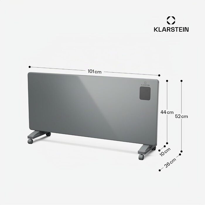 Конвекторний обігрівач Klarstein Bansin Smart 2500W з керуванням через додаток, X-подібний нагрівальний елемент, захист від перегріву, IP24, сірий