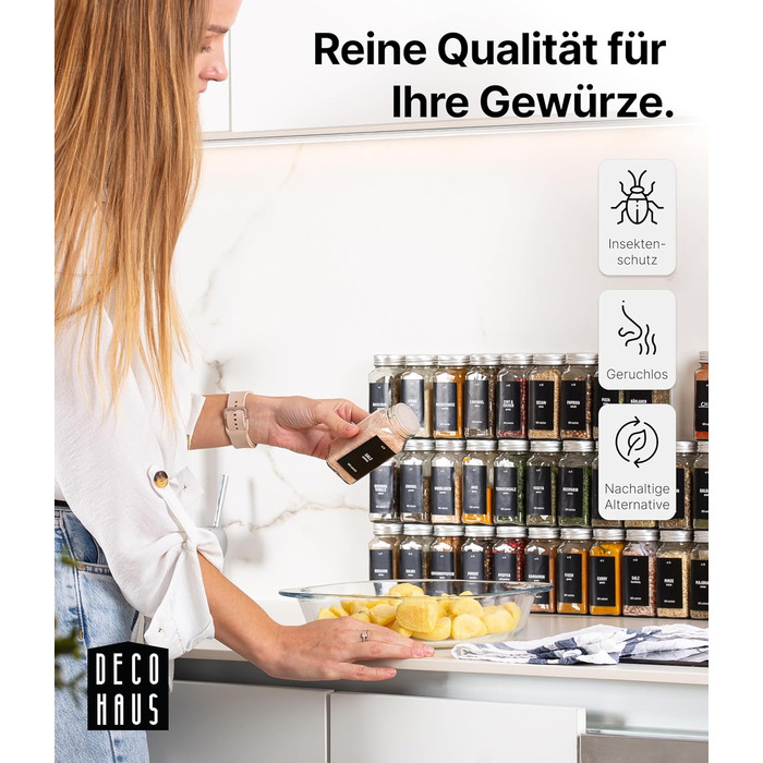 Набір скляних банок для спецій Deco haus® 24 шт. з кришками та ситечко - органайзер для спецій