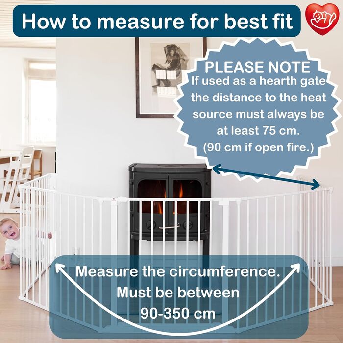 BabyDan Flex XXL – захисне бар'єр для каміну та сходів, перегородка для кімнати, білий, 90-350 см, Данія