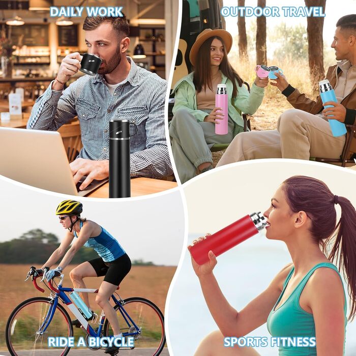 Термос IAGORYUE з нержавіючої сталі, 0,55л, ізольована пляшка з кришкою без витоку та ручкою, подвійні стінки, зберігає тепло та холод до 12 годин - для спорту, офісу, активного відпочинку (блакитний)