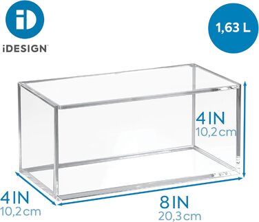iDesign Cosmetic Organizer with Lid, Large Makeup Organizer Made of BPA-Free Plastic, Stackable Acrylic Box for Makeup, (8 x 4 x 4 inches), Clear