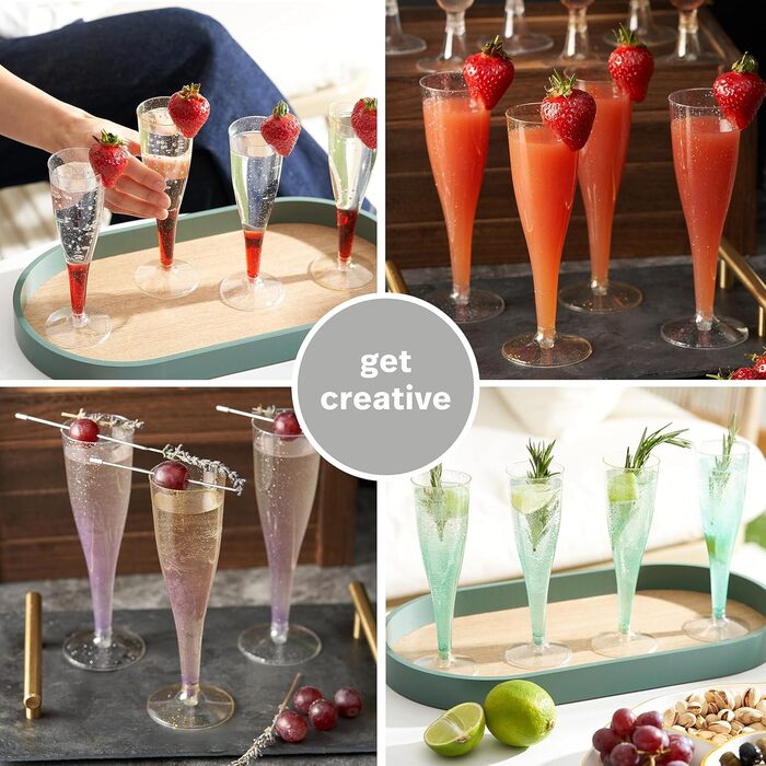 120 склянок для шампанського Matana Premium з блискітками срібла та золота, 133 мл - пластикові келихи для шампанського, келихи-флейти, келихи для коктейлів, келихи для вина на вечірки та весілля - стабільні, багаторазові (сріблястий блискіт, 48 шт.)