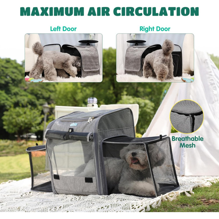 Розширюваний рюкзак для собак та котів Nobleza з сіткою, зручний та складаний, з внутрішньою безпечною лінійкою та килимком, сірий