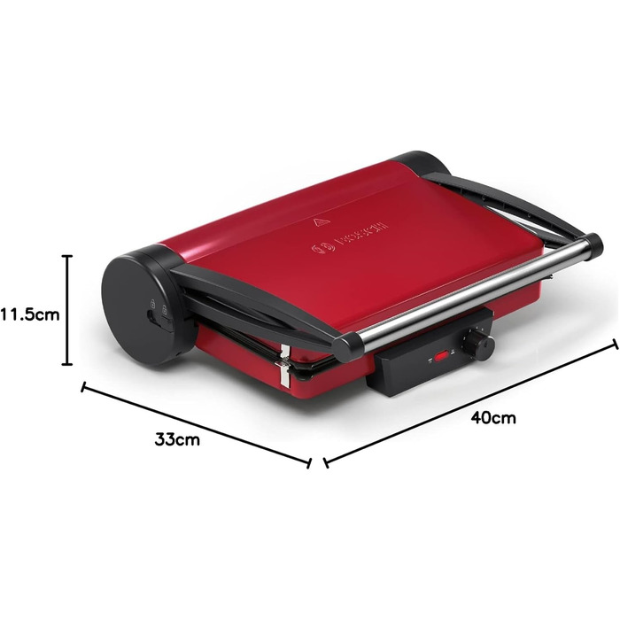 Електричний контактний гриль Bosch TCG4104 3-в-1, 2000 Вт, червоний, з регулюванням температури та знімними алюмінієвими пластинами