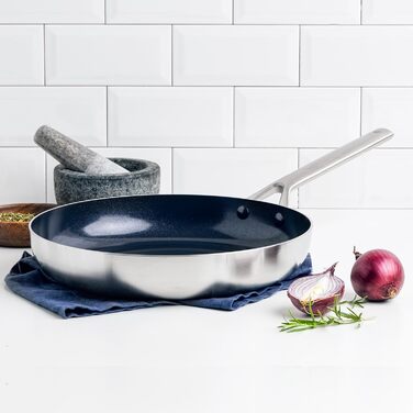 Набір посуду Blue Diamond Cookware Tri-Ply з нержавіючої сталі з алмазним покриттям, 2 шт (24 см & 26 см), сумісний з індукцією, для плити та духовки, не містить PFAS
